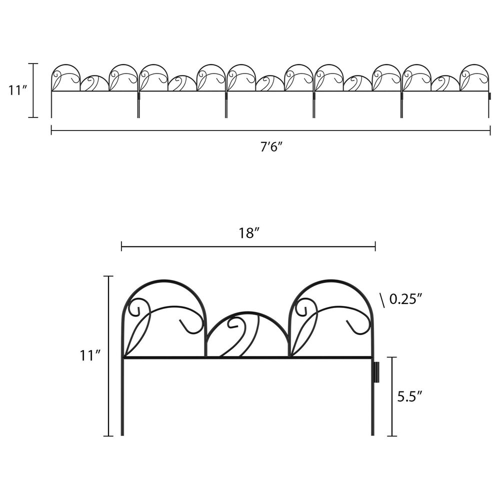 Timberlake Mimosa Garden Fencing in Black &#40;Set of 5&#41;, , large