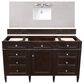 James Martin Brittany 60" Single Bathroom Vanity in Burnished Mahogany with 3 cm Eternal Serena Quartz Top and Rectangle Sink, , large