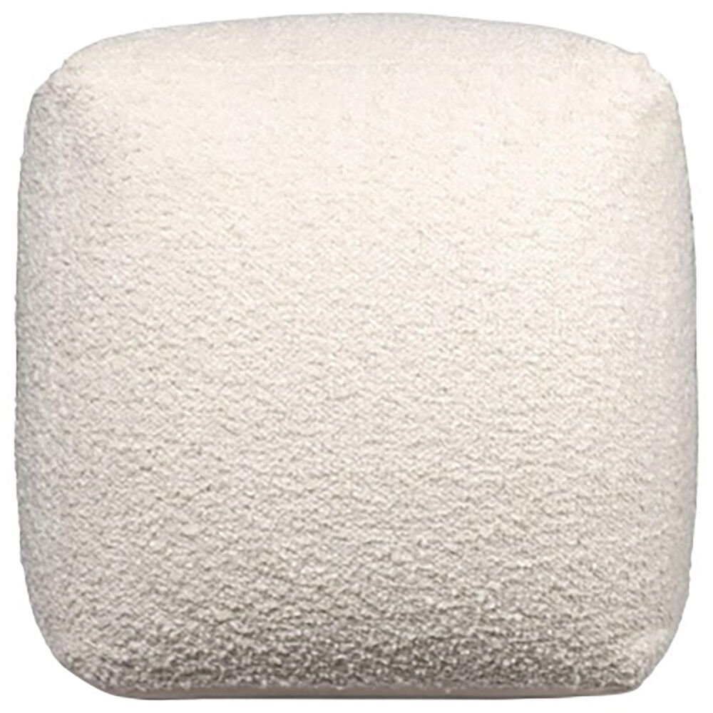 L.R. Home Boucle Ottoman in Ivory, , large