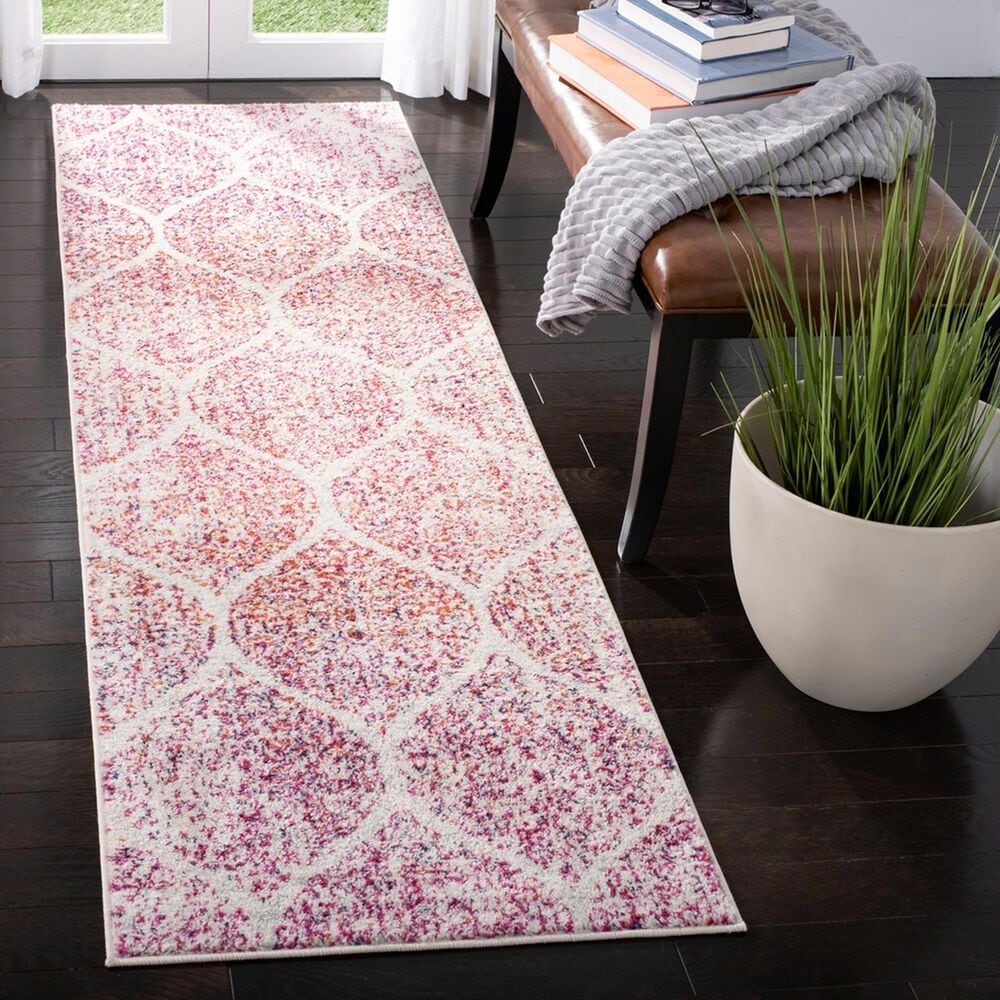 Safavieh Madison MAD604R 2&#39;3&quot; x 8&#39; Cream and Fuchsia Runner, , large