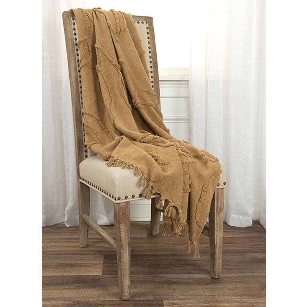 Rizzy Home 50&quot; x 60&quot; Botanical Throw in Camel, , large