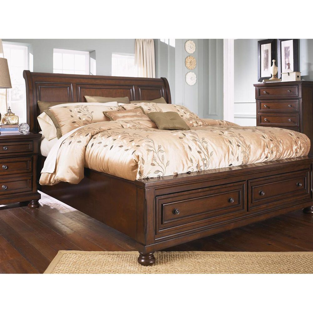 Millennium Porter California King Storage Sleigh Bed in Rustic Brown, , large