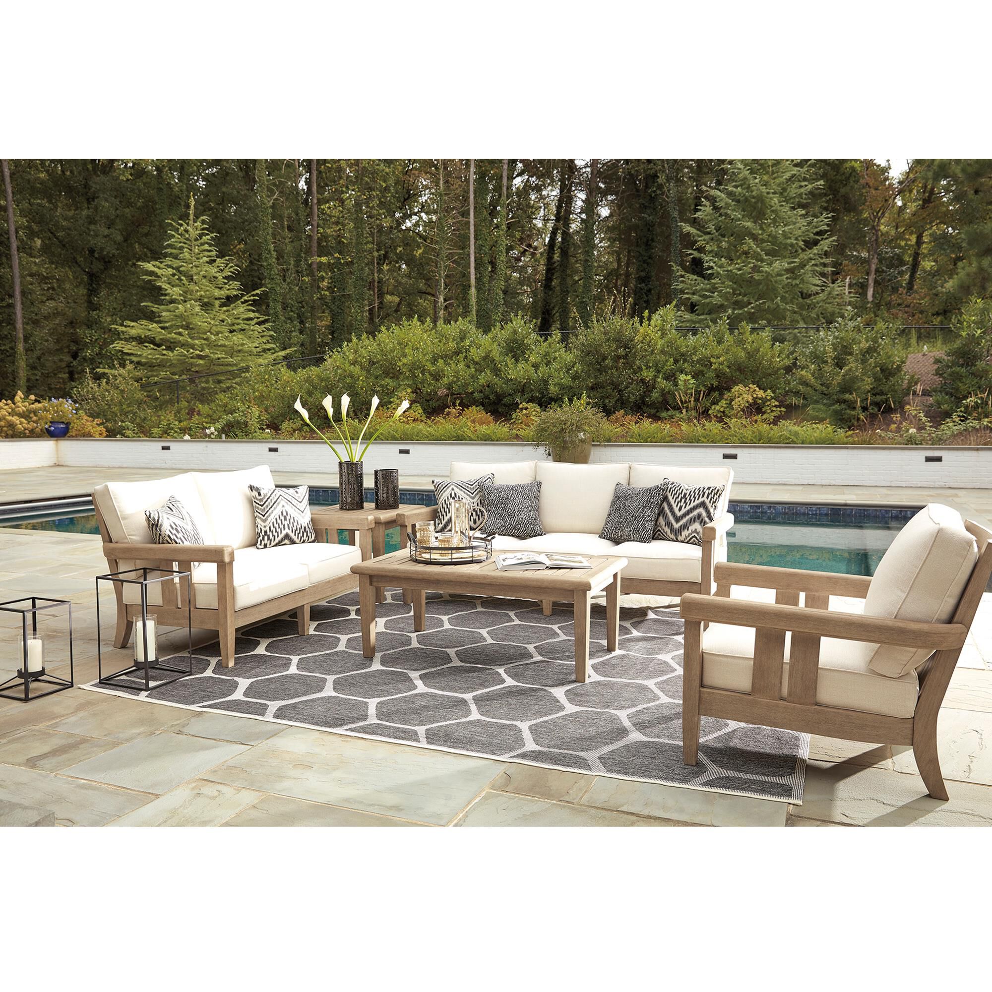 gerianne grayish brown outdoor rectangular cocktail table