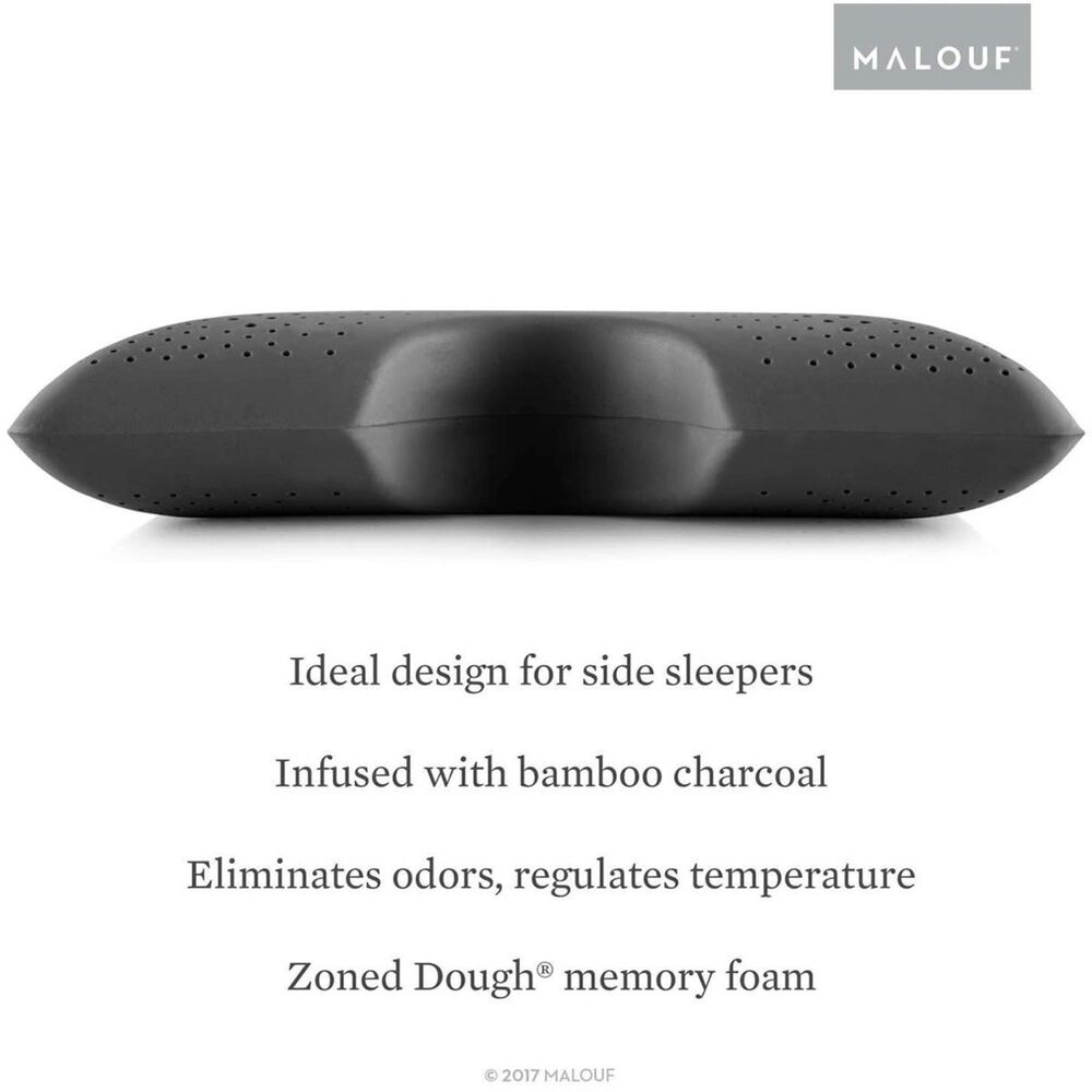 Malouf Queen Shoulder Bamboo Pillow in Charcoal, , large