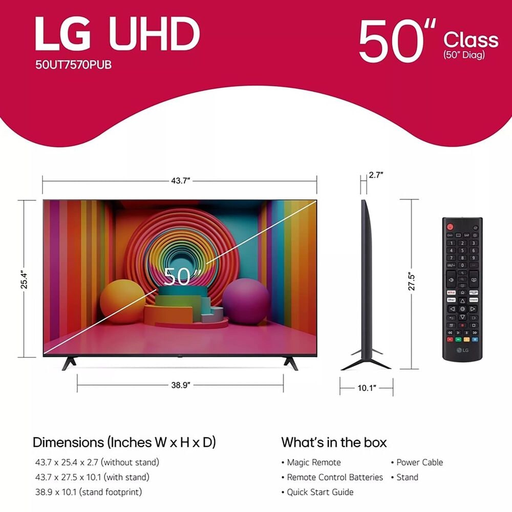 LG 50&quot; Class UT75 Series 4K UHD in Black - Smart TV, , large
