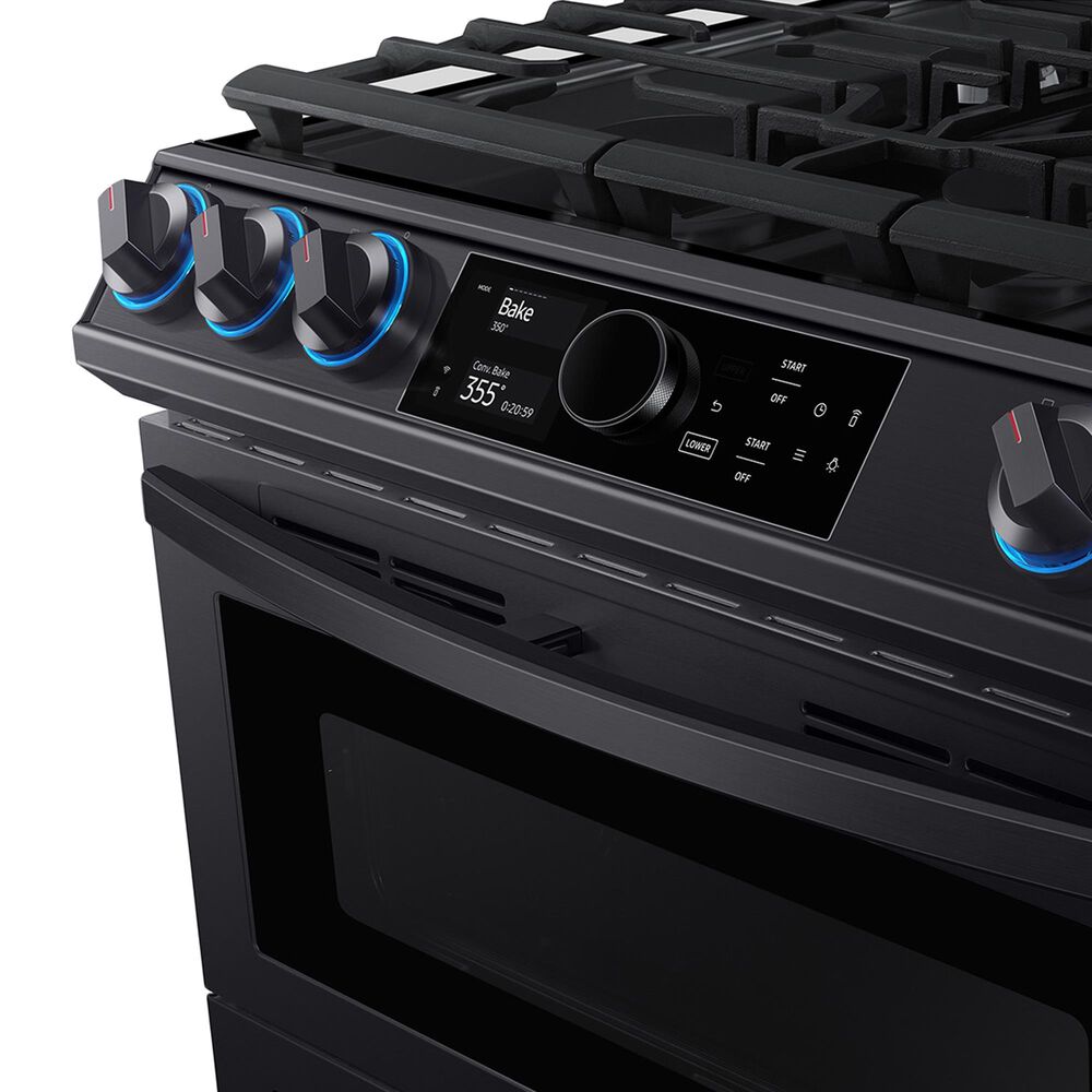 Samsung 6.3 Cu. Ft. Slide-In Dual Fuel Range with Smart Dial in Black Stainless Steel, , large