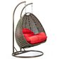 Leisuremod 57" Patio 2-Seat Hanging Egg Swing Chair with Red Cushion in Beige, , large