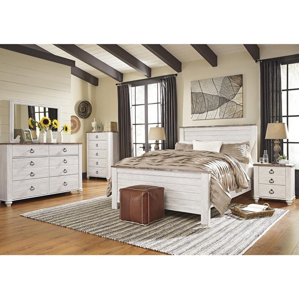 Signature Design by Ashley Willowton Queen Panel Bed in Whitewash, , large