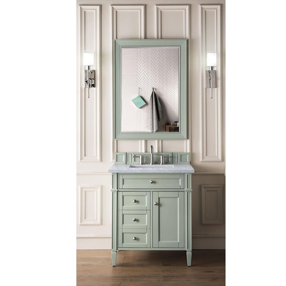 James Martin Brittany 30&quot; Single Bathroom Vanity in Sage Green with 3 cm Arctic Fall Solid Surface Top and Rectangular Sink, , large