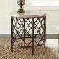 at HOME Roland End Table in White Stone and Bronze, , large