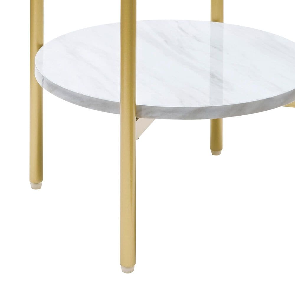Signature Design by Ashley Wynora Round End Table in White and Gold, , large