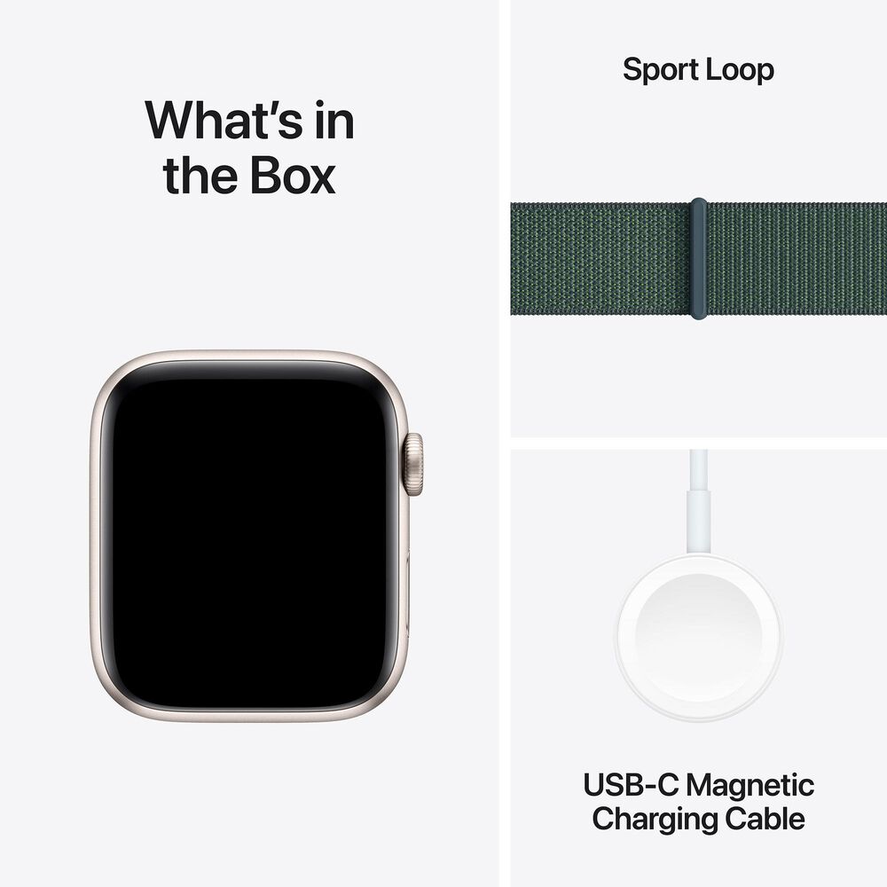 Apple Watch SE GPS + Cellular 44mm Starlight Aluminum Case with Lake Green Sport Loop &#40;Pre-Order&#41;, , large