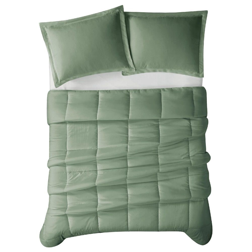 Pem America Cannon Solid 3-Piece Full/Queen Comforter Set in Green, , large