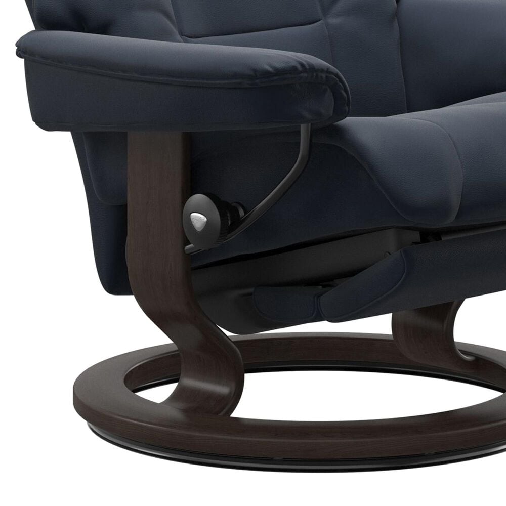 Stressless Mayfair Large Classic Power Recliner with Wenge Base in Paloma Oxford Blue, , large