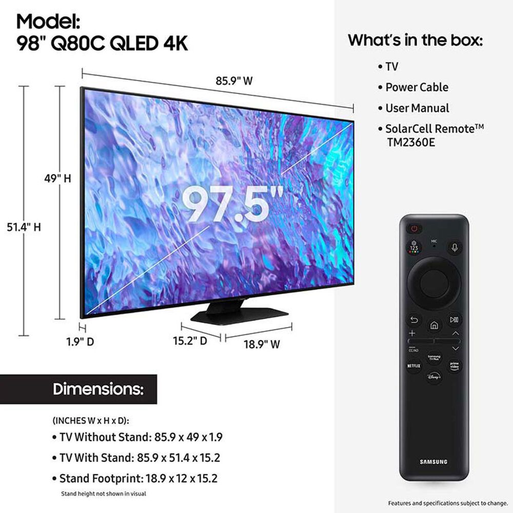 Samsung 98&quot; 4K QLED w/Soundbar Sys, , large