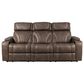 Aurora Furnishings Power Reclining Sofa with Power Headrests in Teramo Brown, , large