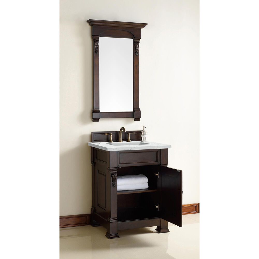 James Martin Brookfield 26&quot; Single Bathroom Vanity in Burnished Mahogany with 3 cm Ethereal Noctis Quartz Top and Rectangle Sink, , large