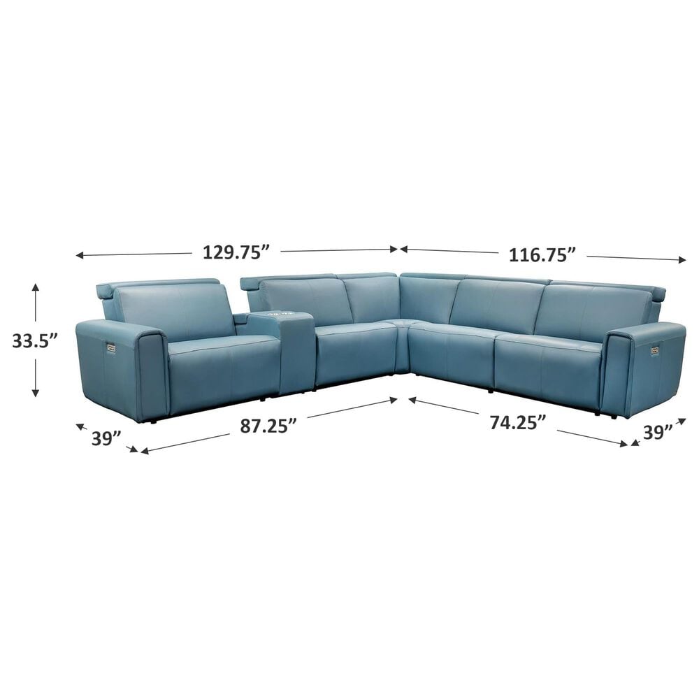 Elran Furniture Nya 6-Piece Power Reclining L-Shaped Sectional with Power Headrest in Blue, , large