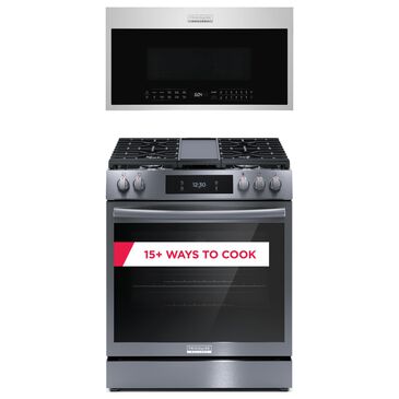 FRIGIDAIRE GALLERY 2-Piece Kitchen Package with Black Stainless Steel 6 Cu. Ft. Gas Range and Stainless Steel 1.9 Cu. Ft. Microwave, , large