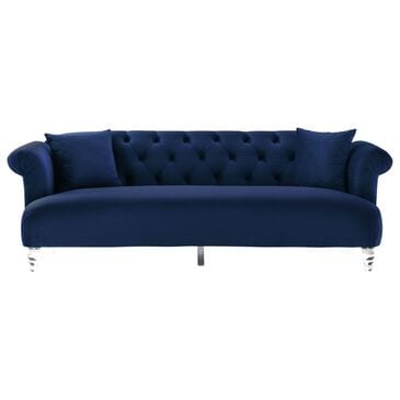 Blue River Elegance Stationary Sofa in Blue Velvet, , large