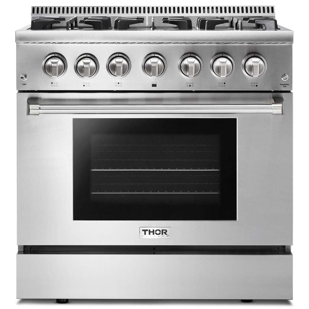 Thor Kitchen 36&quot; Professional Dual Fuel Range with Natural Gas in Stainless Steel, , large