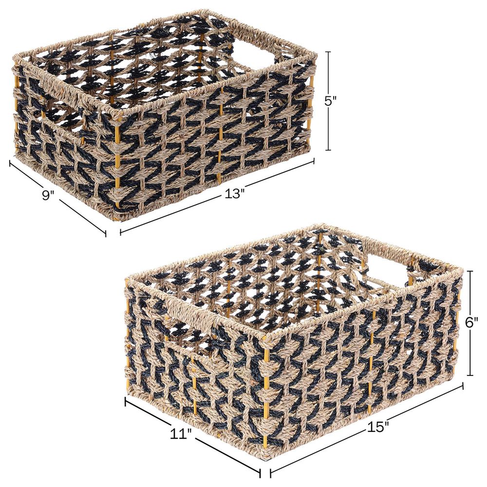 Timberlake Nesting Wicker Basket in Black and Natural &#40;Set of 4&#41;, , large