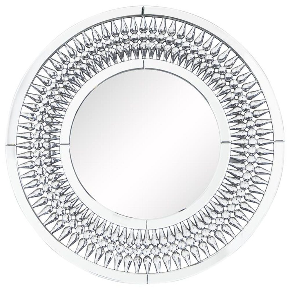 Maple and Jade Round Glass Wall Mirror in Silver, , large