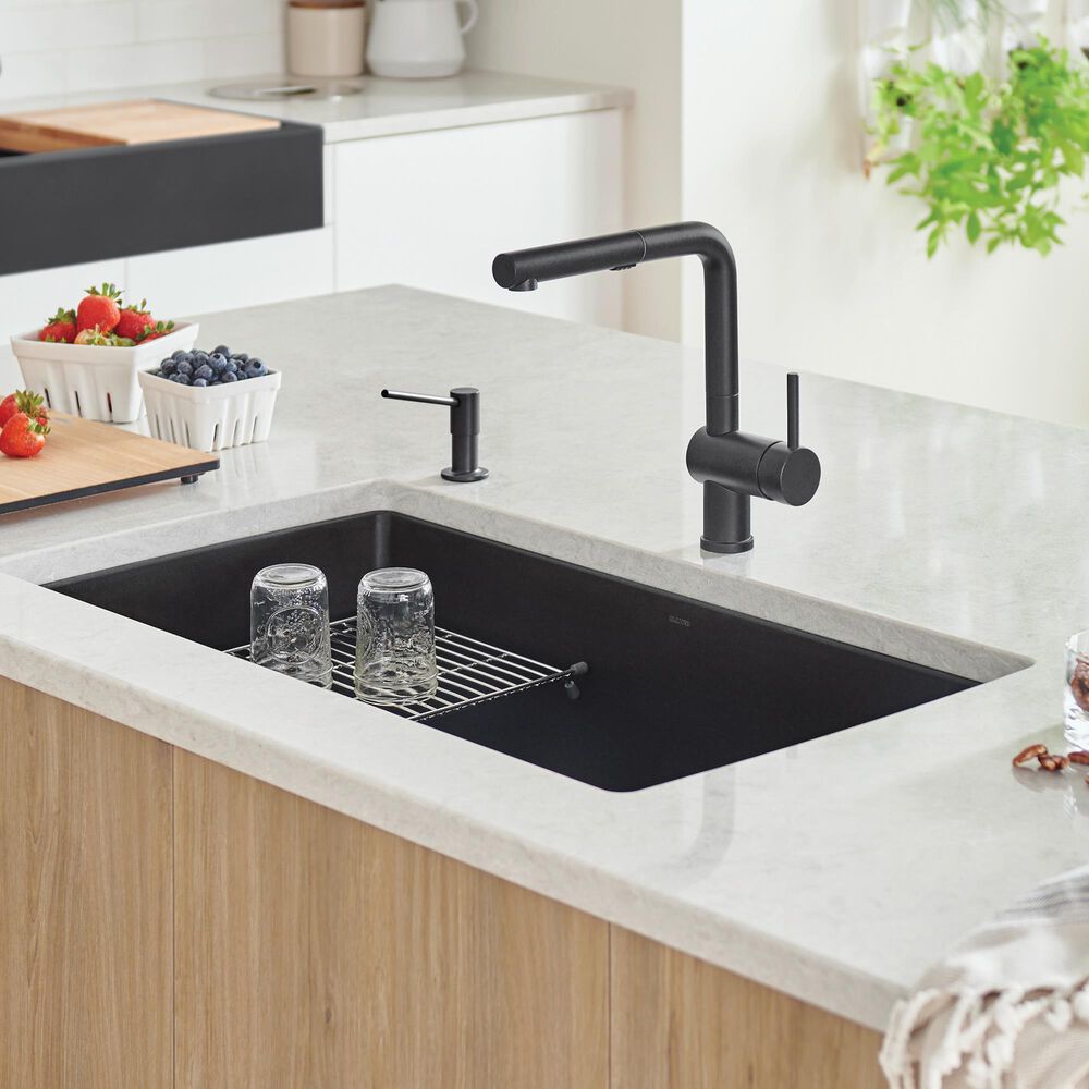 Blanco Precis 32&quot; Super Single Bowl Kitchen Sink in Coal Black, , large