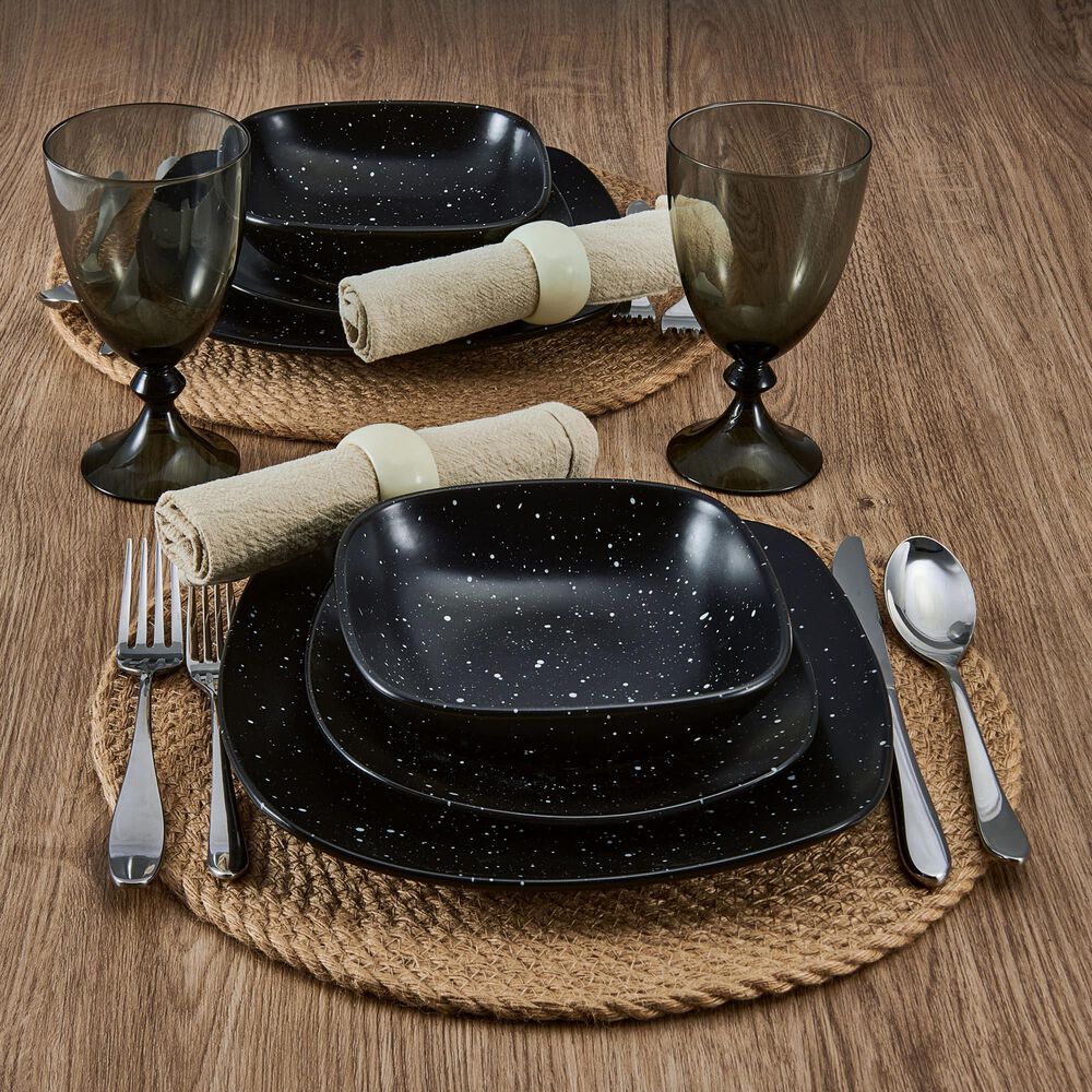 Lifetime Brands Stella 12-Piece Dinnerware Set in Black, , large