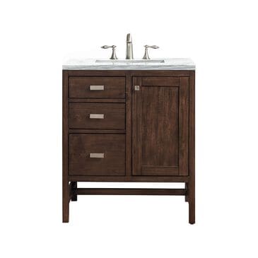 James Martin 30" Single Vanity Cabinet in Mid Century Acacia, with 3 CM Arctic Fall Solid Surface Top and Sink, , large