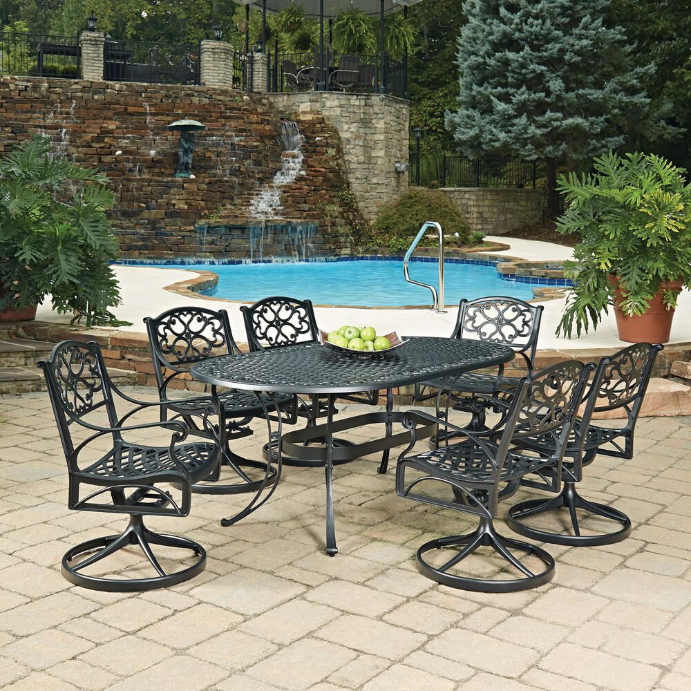 Homestyles Sanibel 7-Piece Outdoor Swivel Dining Set without Cushions in Black, , large