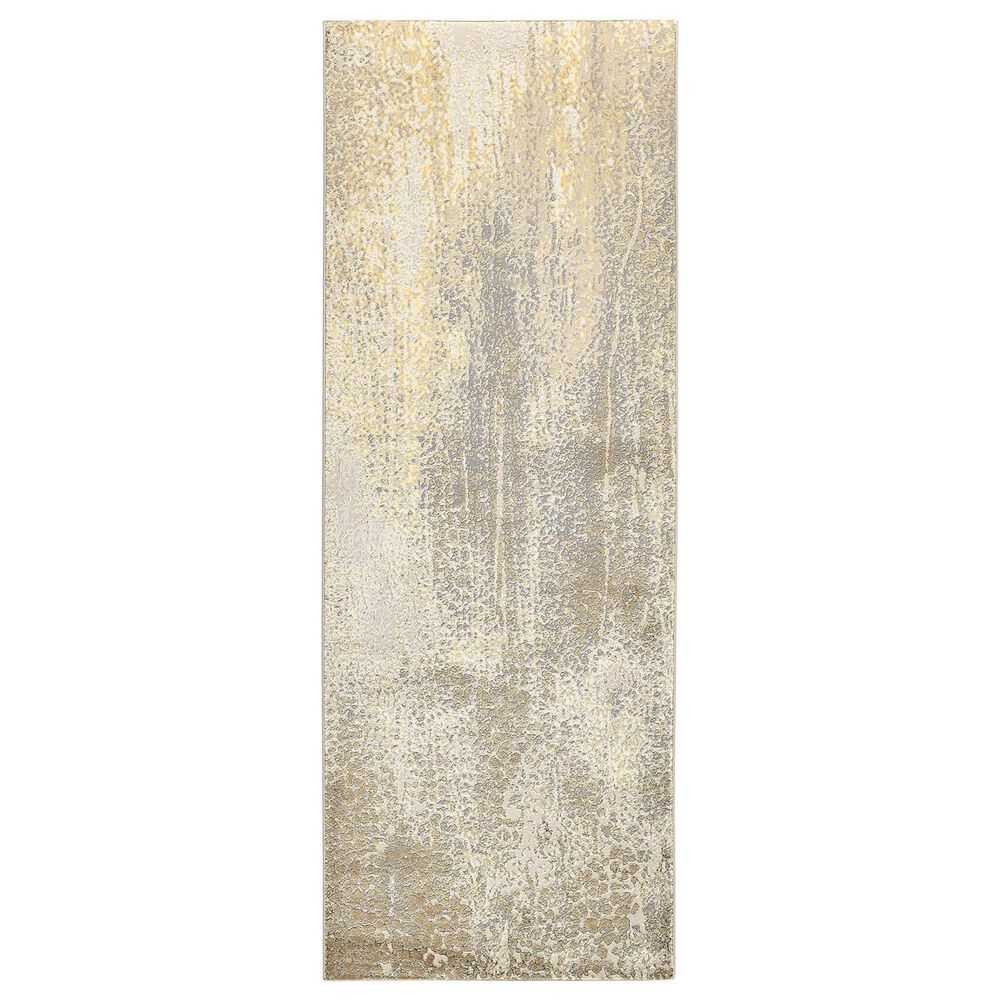 Feizy Rugs Aura 2"10" x 7"10" Ivory and Gold Runner, , large