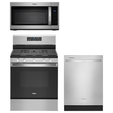 Whirlpool 3-Piece Kitchen Package with 5.0 Cu. Ft. Gas Range and 1.7 Cu. Ft. Microwave in Stainless Steel, , large