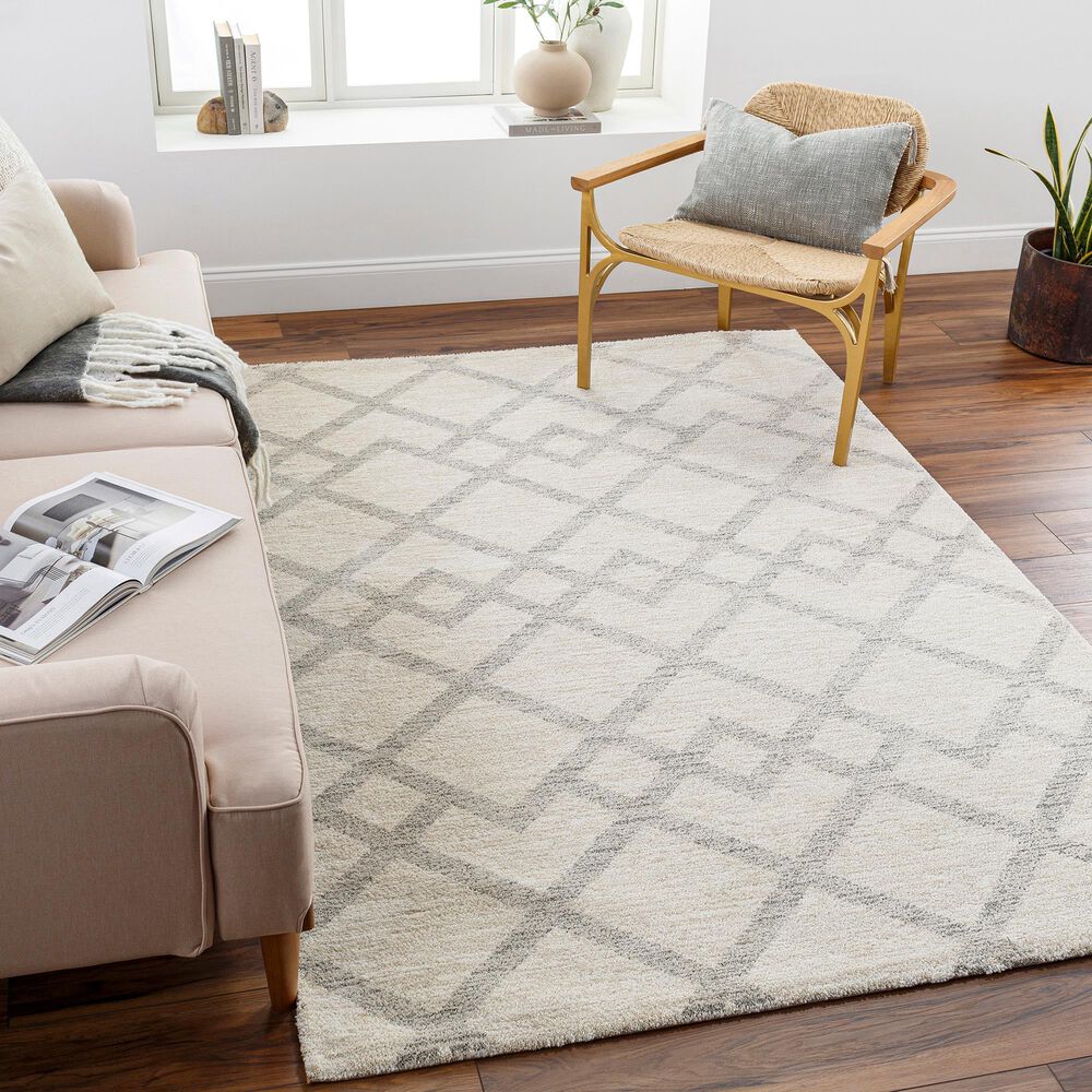 Surya Gavic 4&#39;3&quot; x 5&#39;11&quot; Medium Gray, Ivory and Light Beige Area Rug, , large