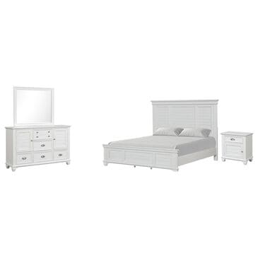 New Heritage Design Jamestown 4-Piece King Bedroom Set in White Brushed, , large