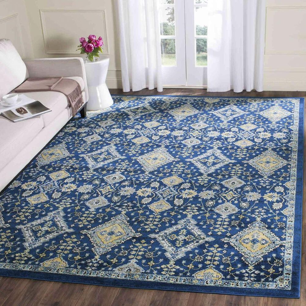 Safavieh Evoke EVK224A-3 3&#39; x 5&#39; Royal and Ivory Area Rug, , large