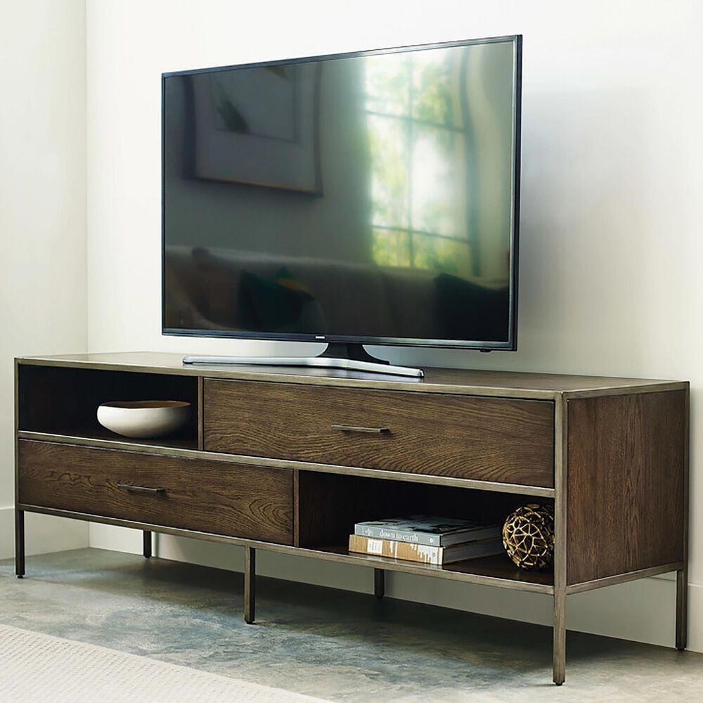 American Drew Cleo 75&quot; Console in Deep Brown and Dusky Silver, , large