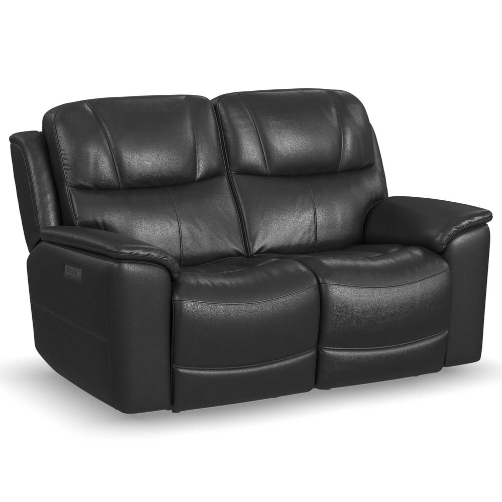 Flexsteel Crew Power Reclining Loveseat with Power Headrests and Lumbar in Raven, , large