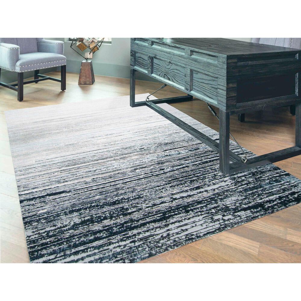 Feizy Rugs Micah 6&#39;7&quot; x 9&#39;6&quot; Black and Dark Gray Area Rug, , large