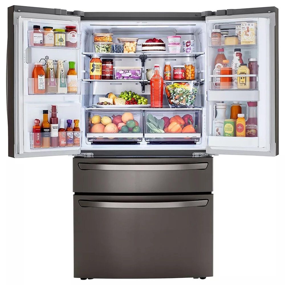 lg 2-Piece Kitchen Package with 23 Cu. Ft 4-Door French Door Refrigerator and Pocket Handle Dishwasher in Black Stainless Steel, , large