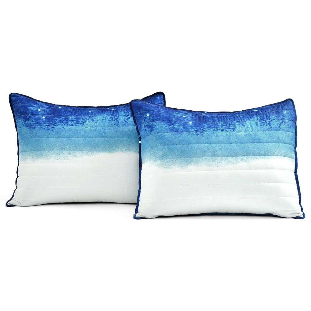Triangle Home Fashions Space Star Ombre 2-Piece Twin Quilt Set in Navy and White, , large