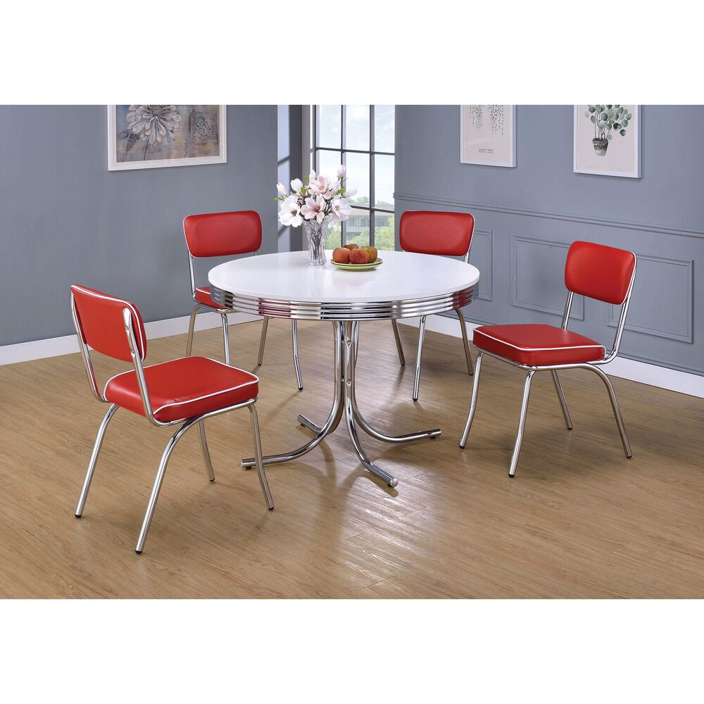 Pacific Landing Retro Dining Table in Glossy White and Chrome - Table Only, , large