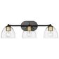 Golden Lighting Roxie 3-Light Bath Vanity in Matte Black and Brushed Champagne Bronze, , large