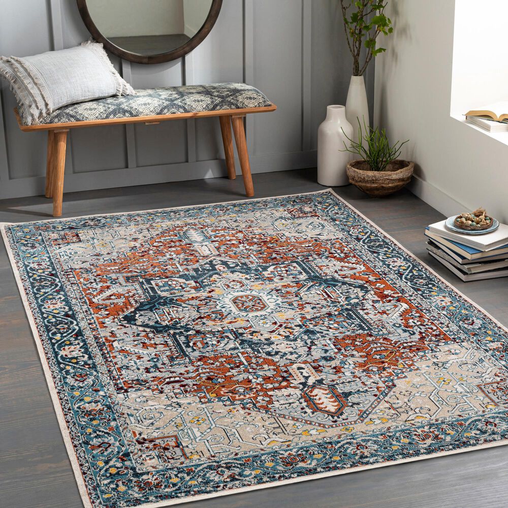 Surya Lavadora 9&#39;3&quot; x 12&#39; Ink Blue, Brick Red, Mustard, Gray, Light Beige and Cream Area Rug, , large