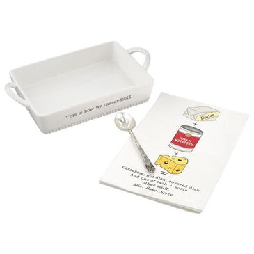 Mud Pie 3-Piece Casserole Baking Dish and Towel Set in White, , large