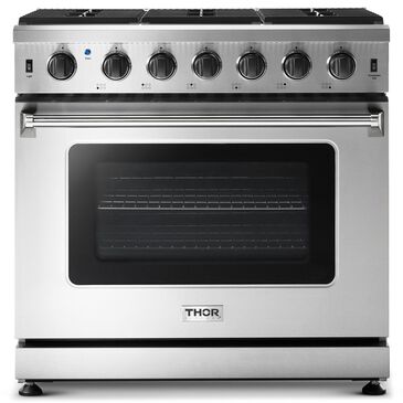 Thor Kitchen 36" Freestanding Professional Liquid Propane Range with Storage Drawer in Stainless Steel, , large