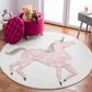 Safavieh Carousel CRK163 3" Round Ivory and Pink Kids  Area Rug, , large