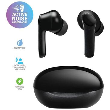 iLive Truly Wireless Earbuds with Active Noise Canceling and Wireless Charging Case in Black, , large
