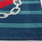 Central Oriental Terrace Tropic Anchored Stripes 6"7" x 9"6" Sapphire and Coral Area Rug, , large