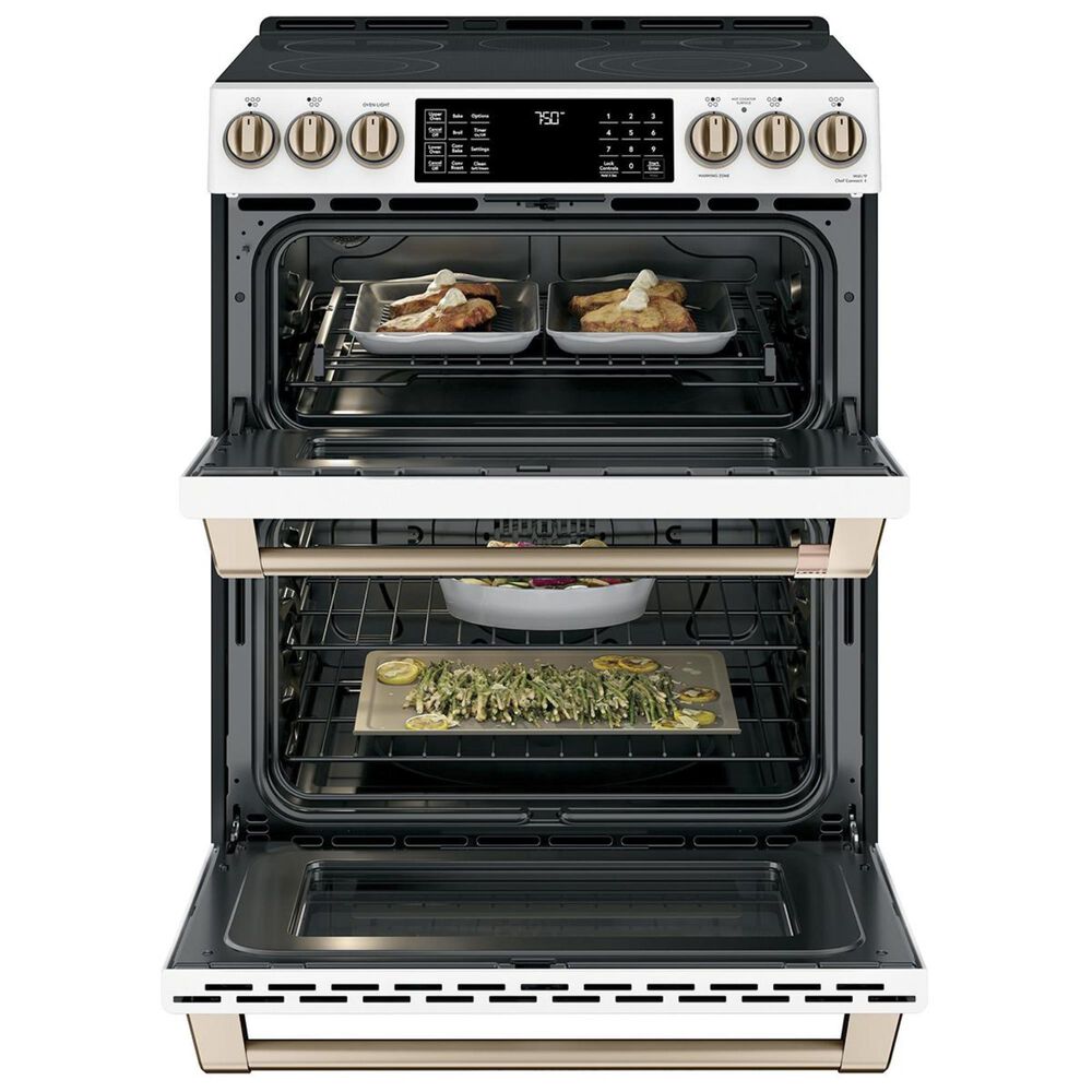 Cafe 30&quot; Slide-In Double Oven Electric Range in Matte White, , large